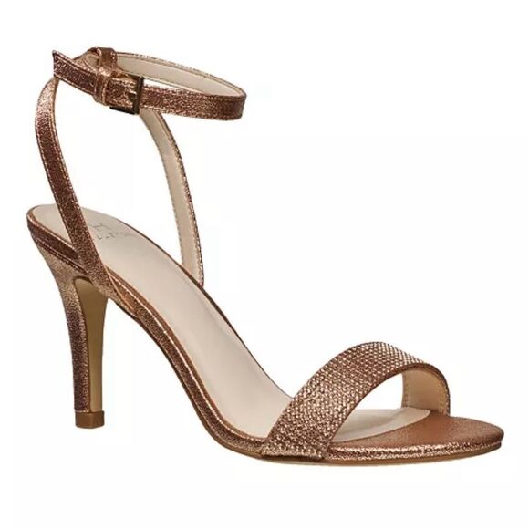 HALSTON Women’s Party Ankle Strap Heeled Sandals Rose Gold Size 9.5 - Picture 1 of 11